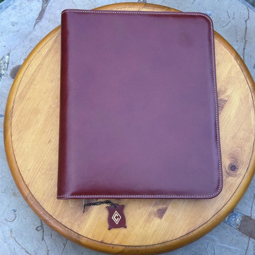 Vintage Leather Writing Case Unisex Large Red Zippered Portfolio Crestline